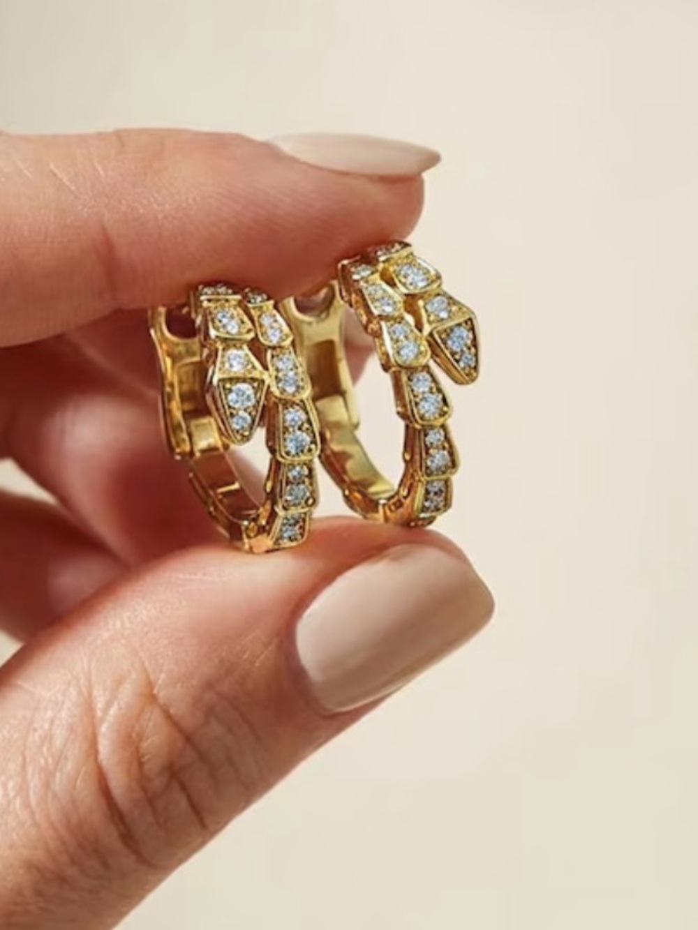 Serpenti Earrings Gold Pavé Hoop Earrings
